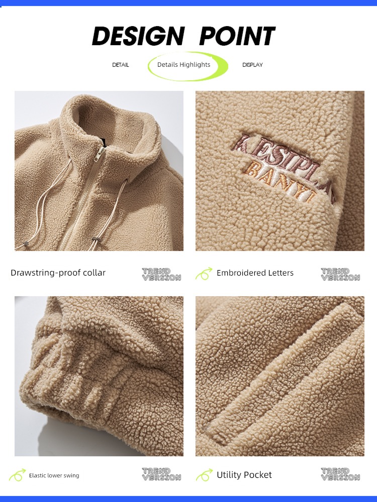 Fleece winter Lamb hair Cotton schoolboy loose coat