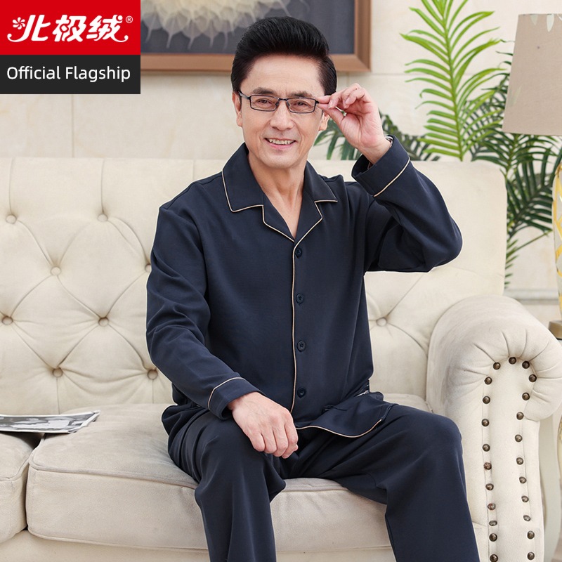 pure cotton Spring and Autumn Long sleeve Middle aged and elderly Big size pajamas