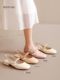 Dadong rear hollow sandals women's shoes 2025 autumn new comfortable square head pearl thick heel breathable single shoes 0007