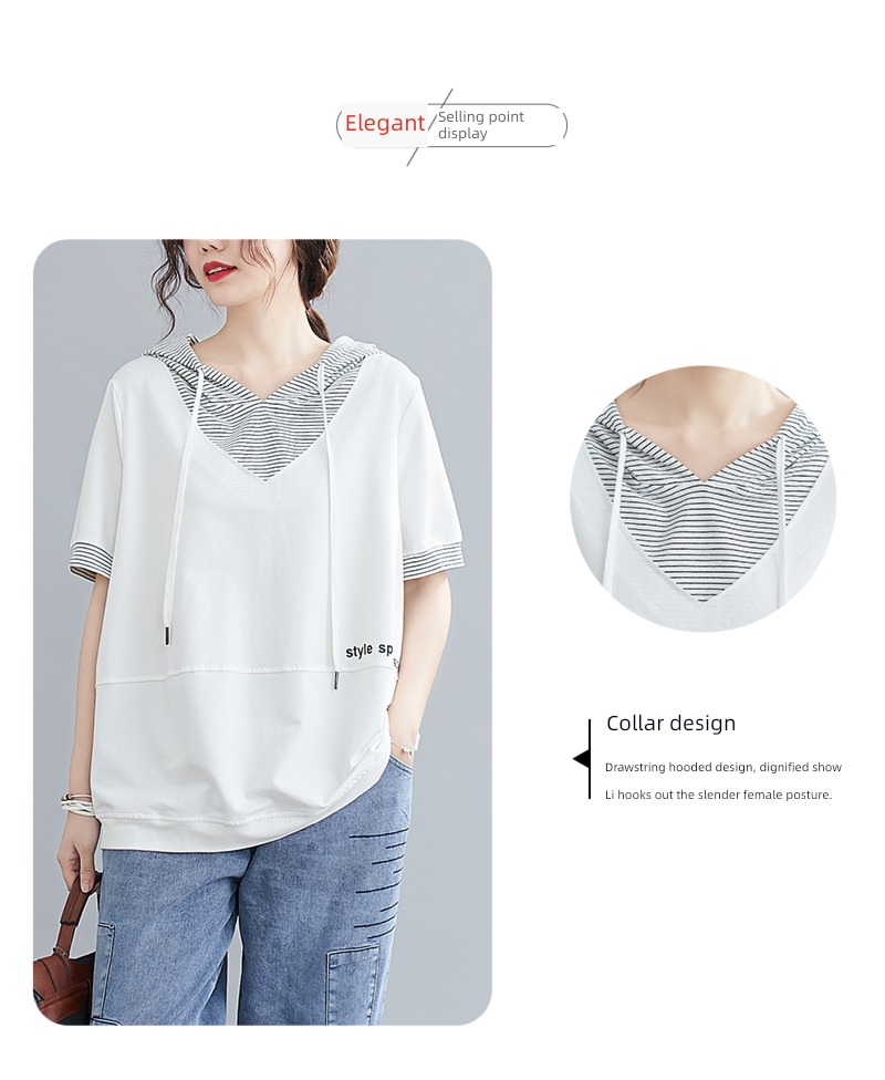 withdraw Last order major suit stripe V-neck printing Short sleeve T-shirt