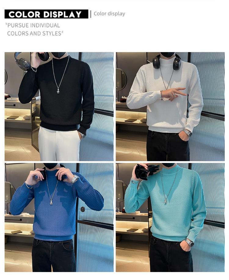 tide Half high collar Korean version Self-cultivation Versatile Solid color sweater
