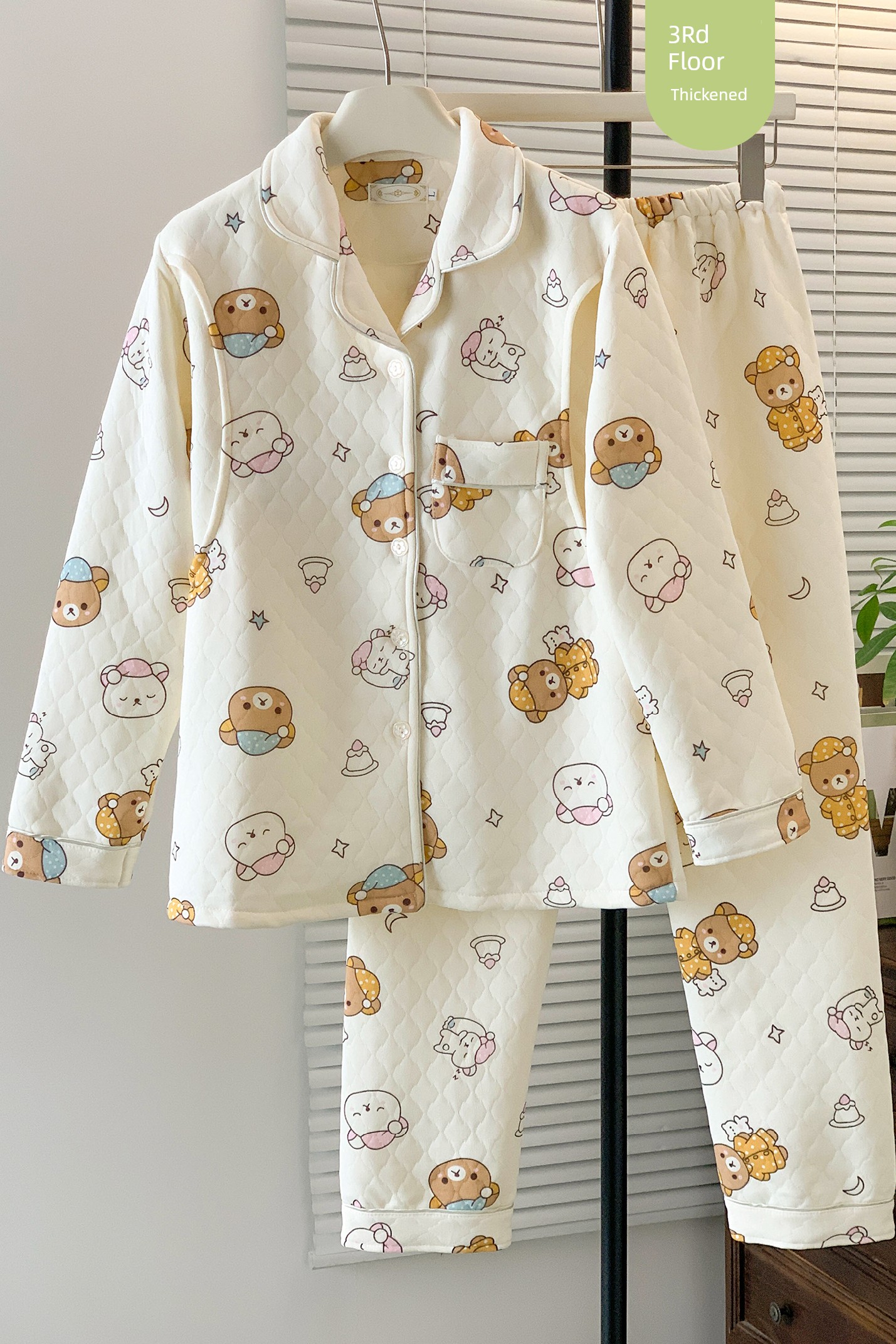Autumn and Winter Thickened Air Cotton Maternity Pajamas, Spring and Autumn Style Pure Cotton Postpartum Maternity Sleepwear for Breastfeeding, Suitable — 2