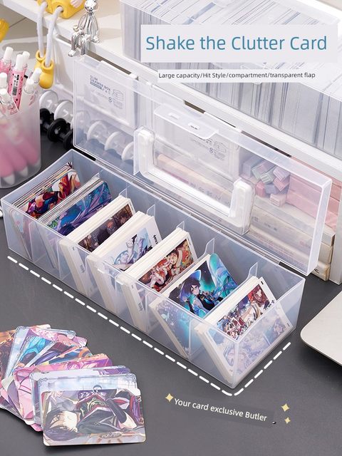 Card storage box Children's small card Ultraman card transparent partition finishing box dustproof with lid Yeluo Lika book