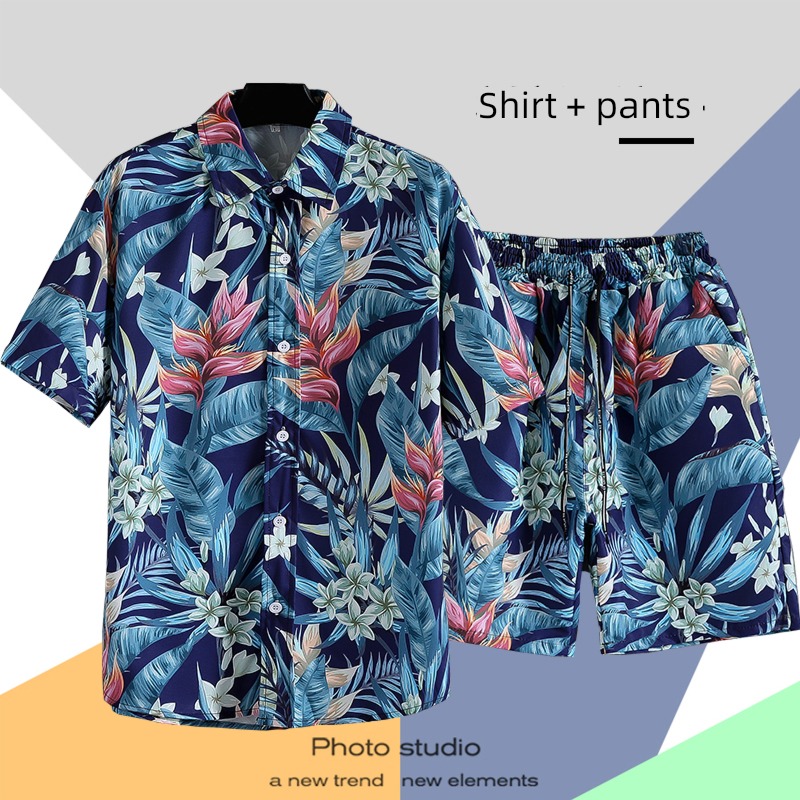 tide suit Hawaii on vacation seaside sandy beach Short sleeve