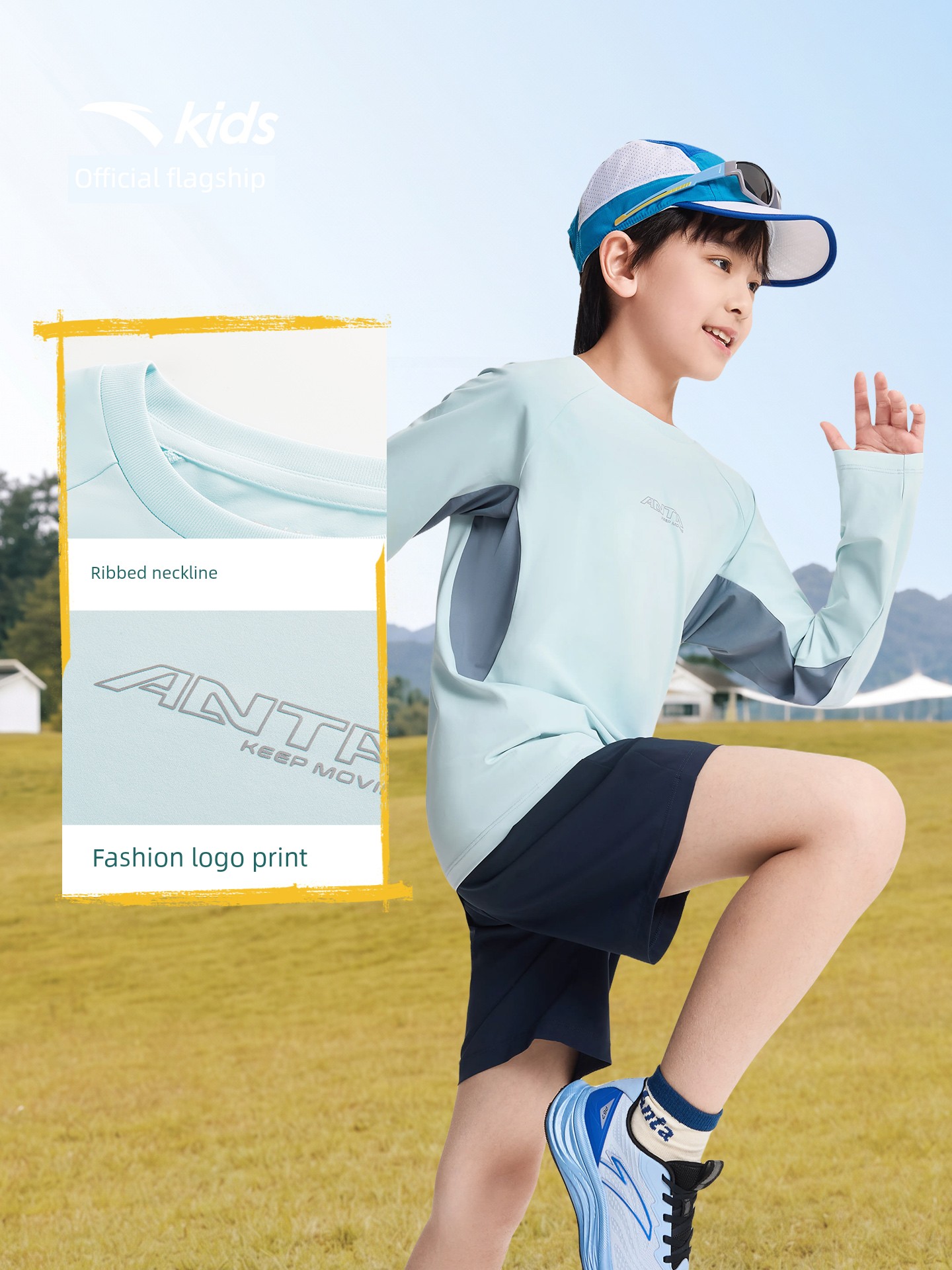 Anta Kidsren's Long-Sleeved T-Shirt Long-Sleeved Outdoor Sports Quick-Drying Boys' Short-Sleeved 2026 Spring & Fall New Youth Kidsren's Clothing — 2