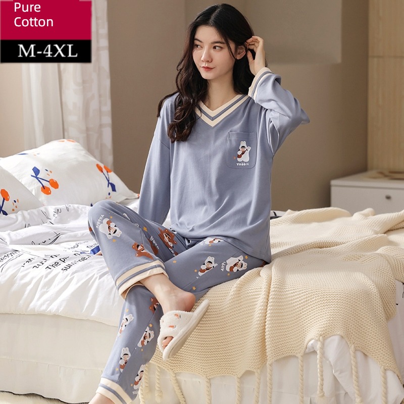 Women spring and autumn winter Thin money Long sleeve student pajamas