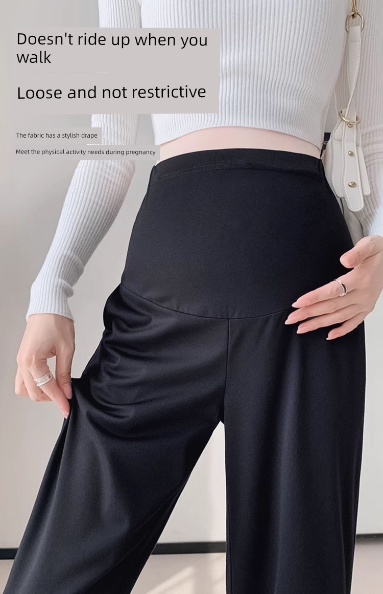 Maternity Pants for Autumn, Straight-Leg, Belly-Supporting, Suit-Style, 2026 New Model, Petite Wide-Leg Long Pants for Pregnancy, Spring and Autumn — 20