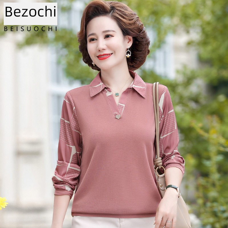 Autumn clothes Long sleeve T-shirt shirt middle age Foreign style jacket