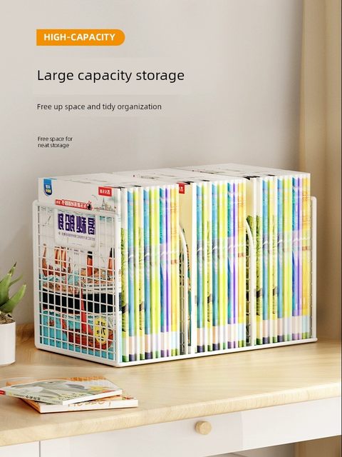 Bookshelf desktop small bookcase desk storage shelf picture book desk book artifact children's iron book storage box