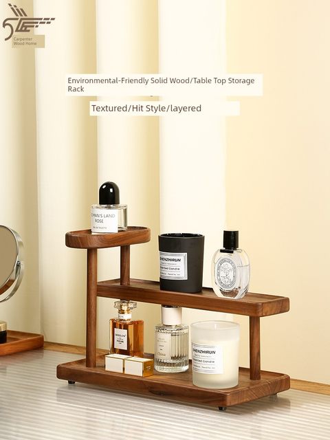 Wooden walnut porch table top storage rack storage solid wood cup holder coffee tea set perfume storage rack