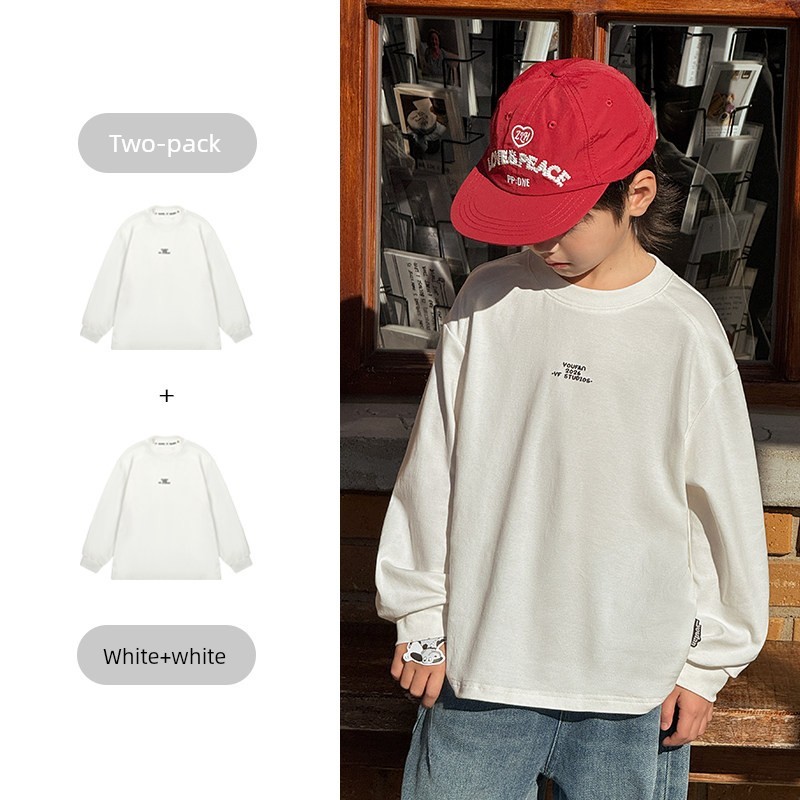 Boys' Sweatshirt Long-Sleeve T-Shirt White Base Shirt Early Autumn 2026 New Style for Older Children Boys' Top Clothing Outfit — 7