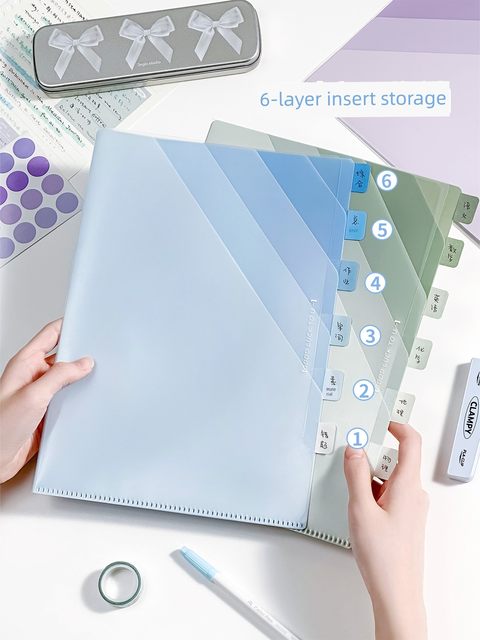 Gradient multi-layer folder simple A4 file bag for students using large-capacity test papers to organize storage bags