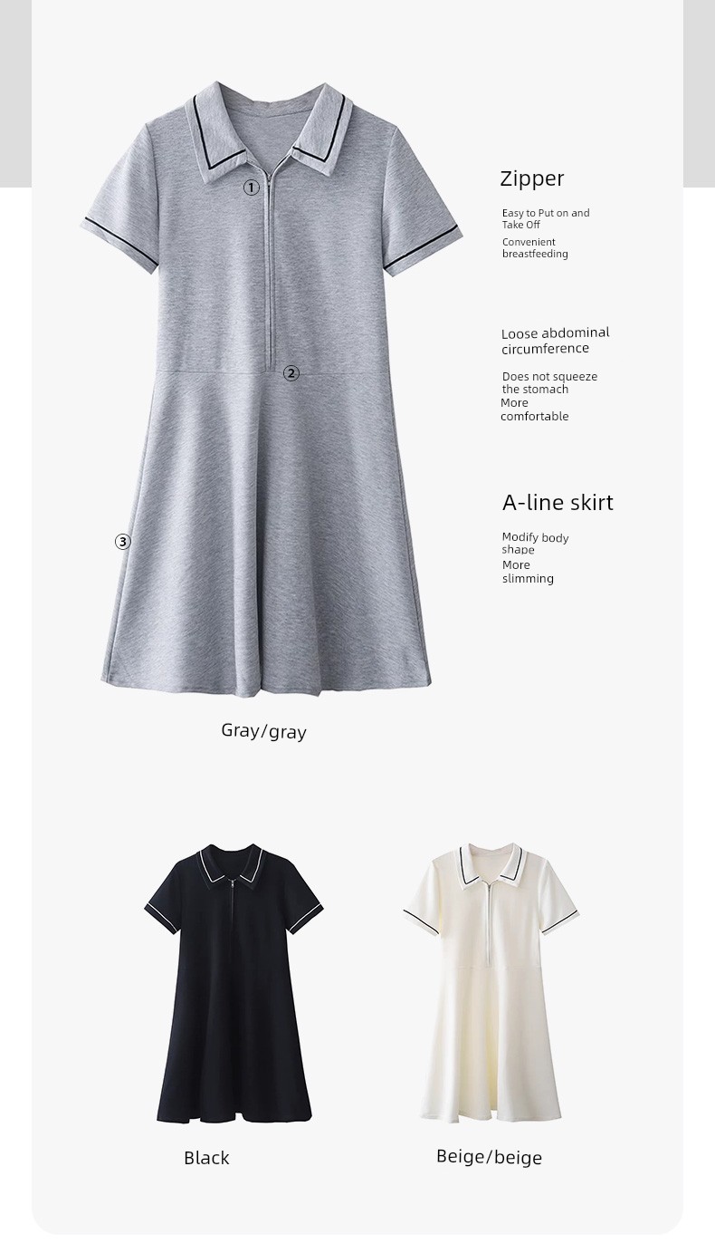 American Fisher Pregnant Women Dress Summer Plus Size Loose Polo Collar Tops Small Short Sleeve New Arrival Maternity — 25