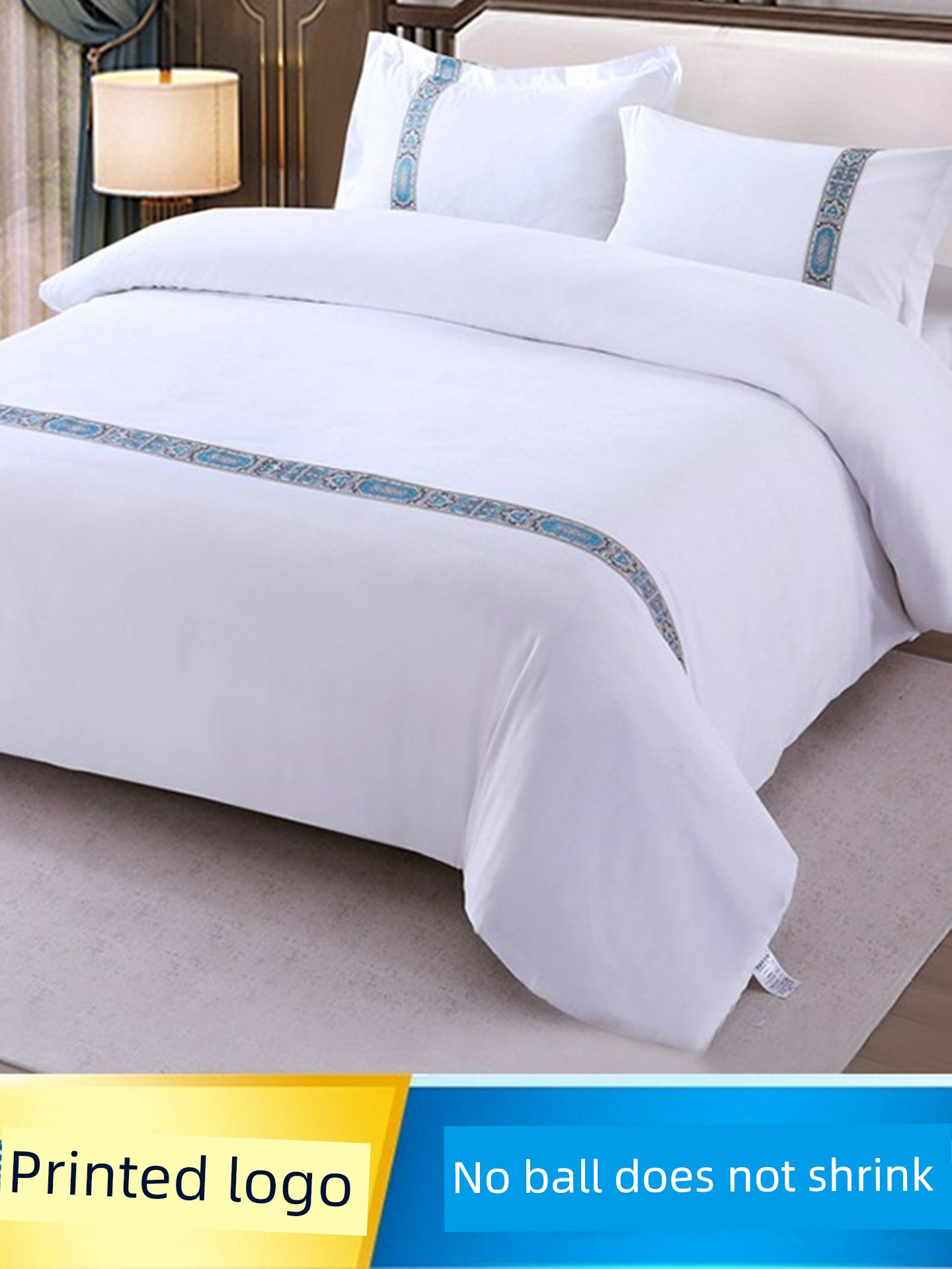 Hotel Cloth Product Bedding Four-Piece Bed & Breakfast Three-Piece Brushed Single Double Pure White Single Duvet Cover Minimalist