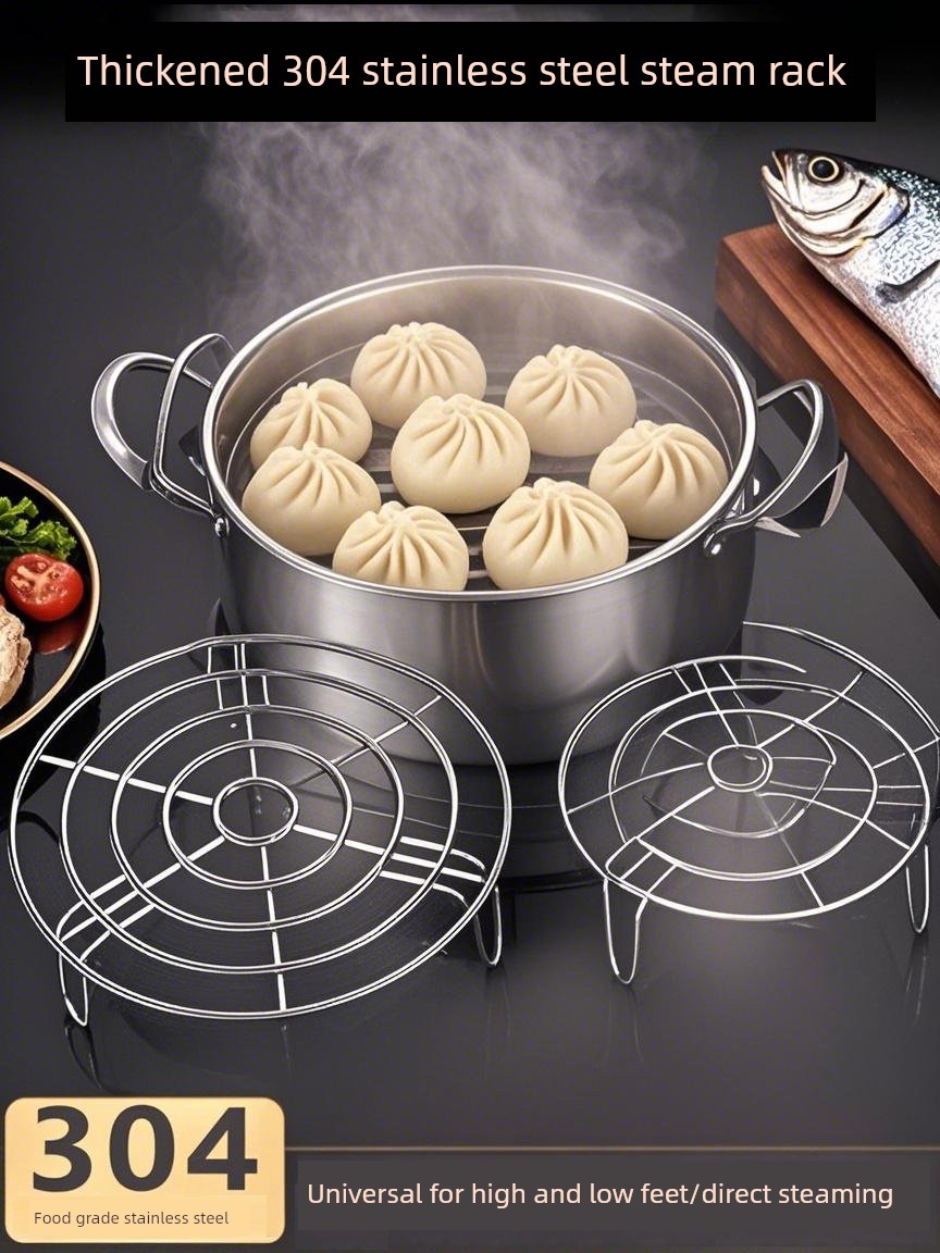 Stainless Steel Steaming Rack for Home Use, Pressure Cooker Inner Stand, Water-Separation Rack, Steaming Tray, Steamer Basket, High-Legged Steamer for Steamed Buns, Triangular