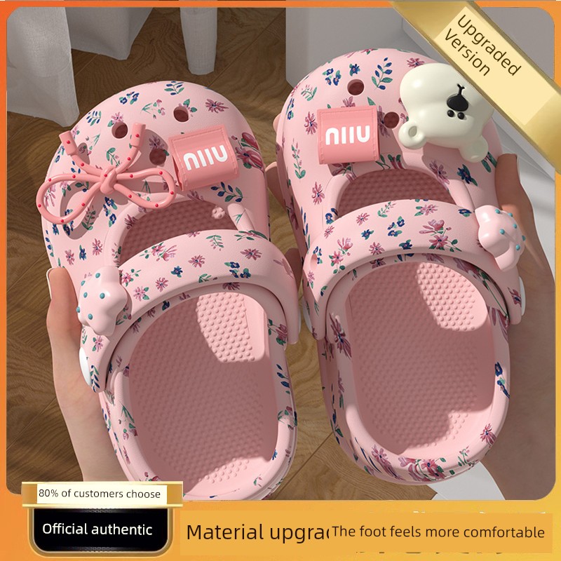2026 New Children's Beach Sandals Mary Jane Clogs for Girls Summer Floral Bow Girls Princess Shoes — 5