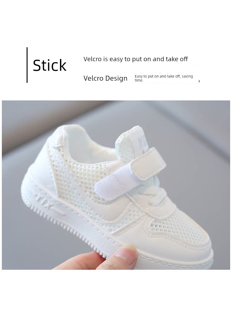 Children's White Sneakers for Boys and Girls, New 2026 Summer Breathable Sneakers for Kindergarten Performances — 2
