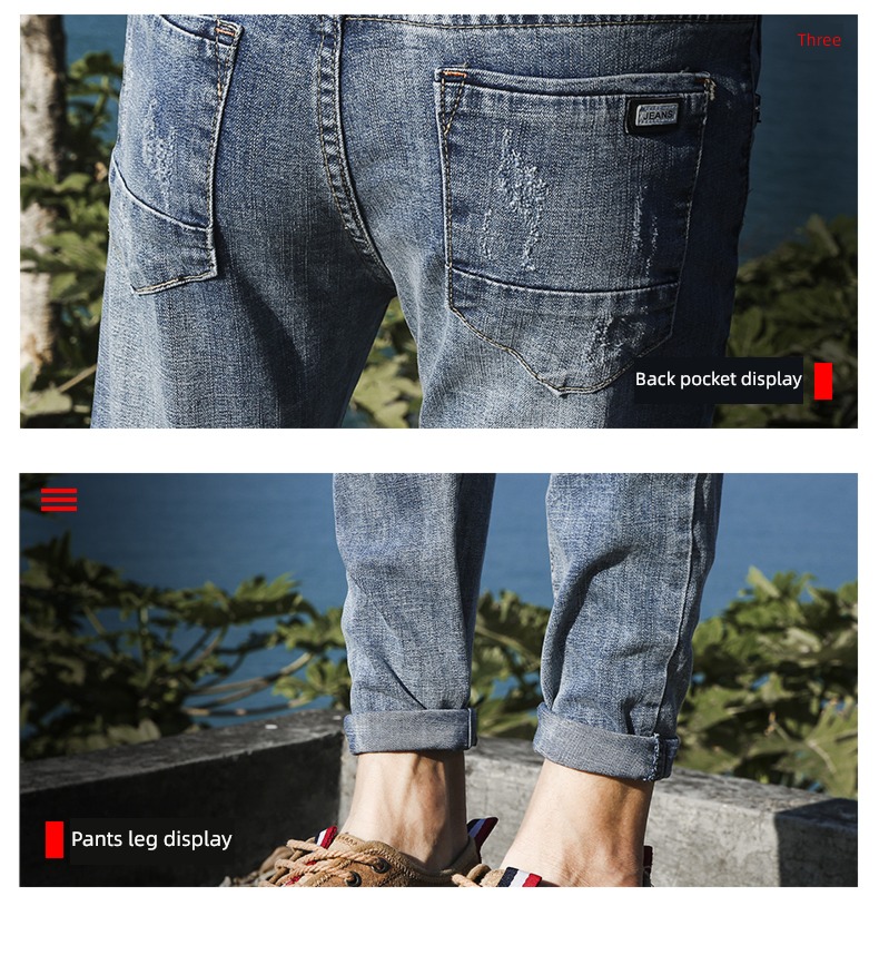 dandy hole autumn Nine points man Jeans