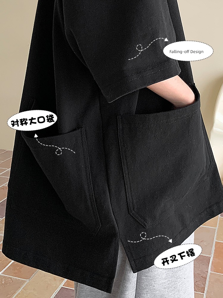 Pounds man work clothes Big pocket clothes Short sleeve T-shirt