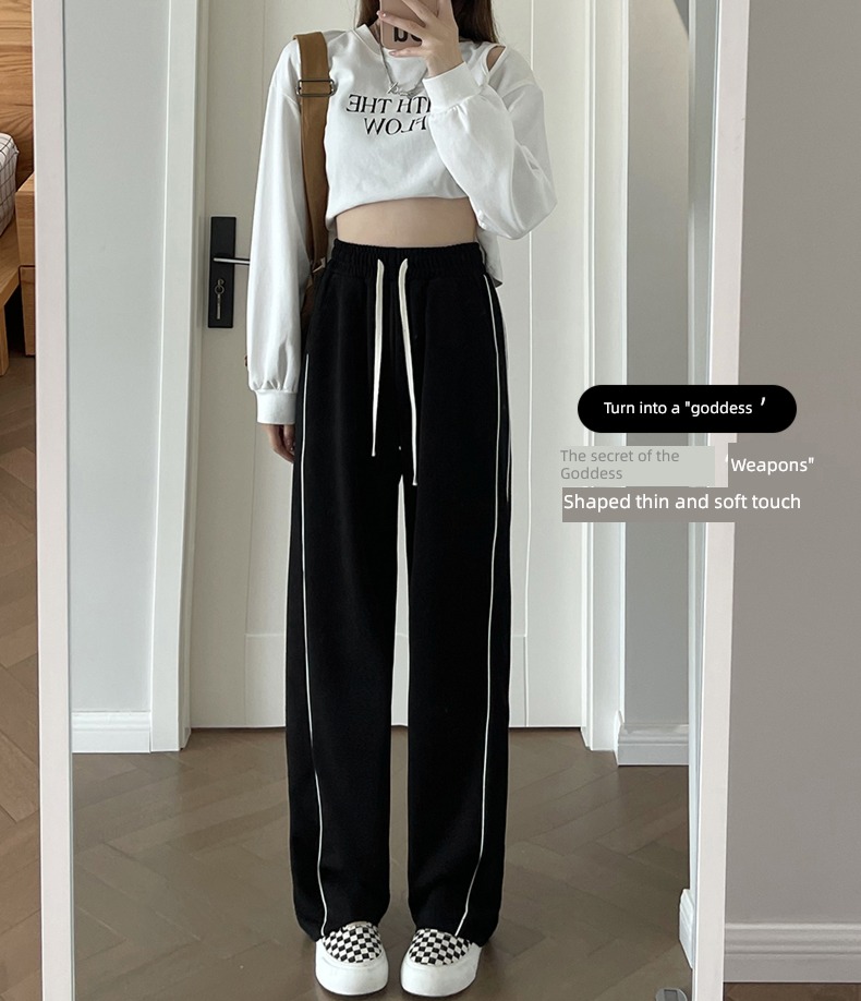 spring and autumn easy Show thin leisure time High waist Drawstring Sports pants