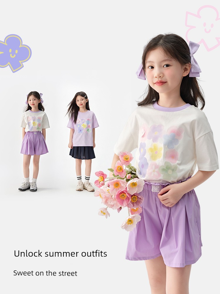 Semir Children's Short-Sleeve T-Shirt 2025 Summer New Style Comfortable Loose Printed Girls' Clothing with a Unique Design — 5