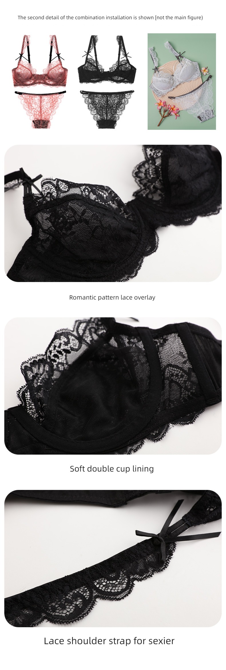 Bras sexy ultrathin paragraph Full transparency autumn Lace