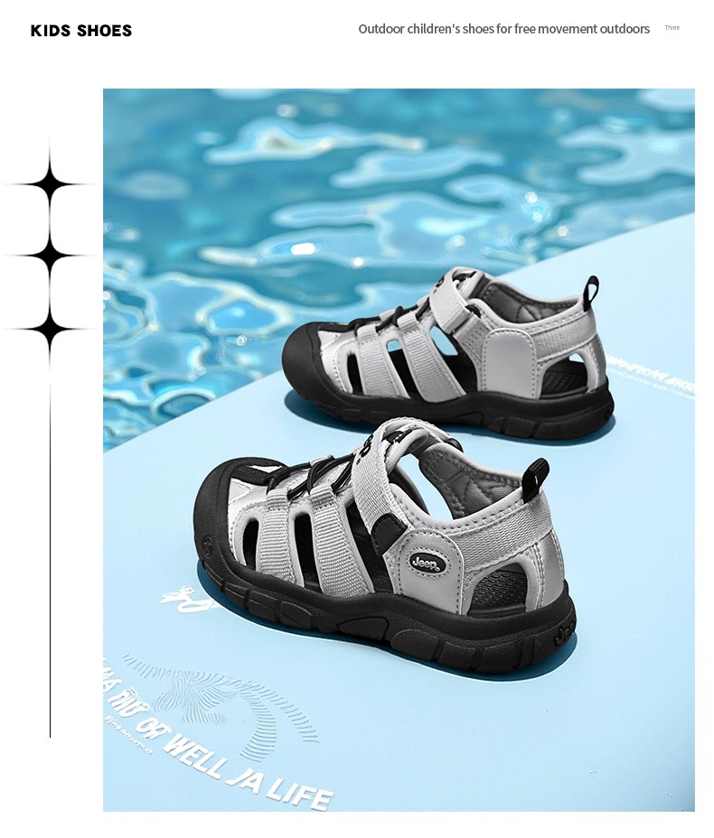 Jeep Boys' Sandals Closed-Toe Water Shoes Summer 2026 New Non-Slip Outdoor Beach Shoes Water-Resistant Children's Shoes — 19