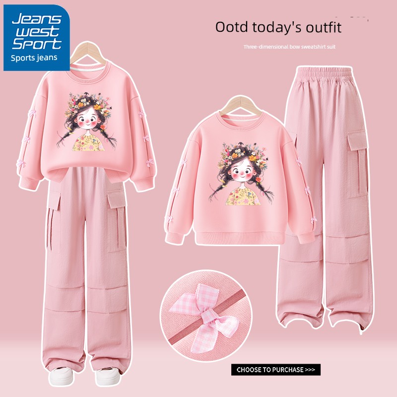 Sports Jeanswest Girls' Pants 2026 New Style Outdoor Workwear Pants Children's Long Pants Spring and Autumn Thin Style for Big Girls — 6
