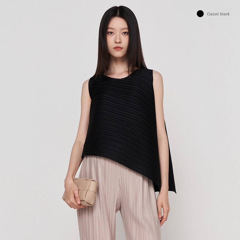 Sellynear Maternity T-Shirt Summer New Fashion Loose Sleeveless Irregular Pleated Maternity Workwear Top — 2