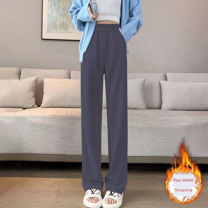 chenille  Cotton wool female Autumn and winter leisure time thickening Wide leg pants