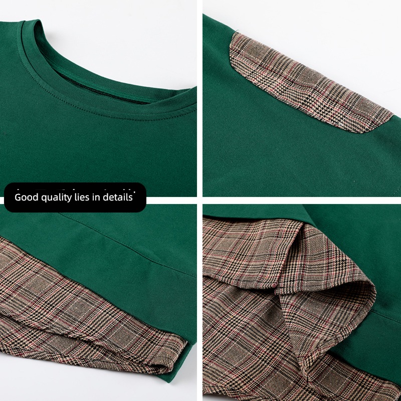 mom pure cotton Short sleeve T-shirt female summer wear The new three quarter sleeve Big size easy Medium and long term Fake two Middle sleeve jacket