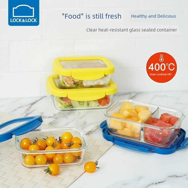 Lock Lock Heat-resistant Glass Fresh-keeping Box Lunch Box Microwave Box Special Bento Box Heatable Refrigerator Storage Sealed