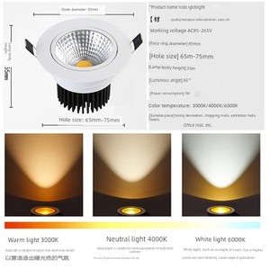 Led Embedded Super Bright Cob Commercial Spotlight