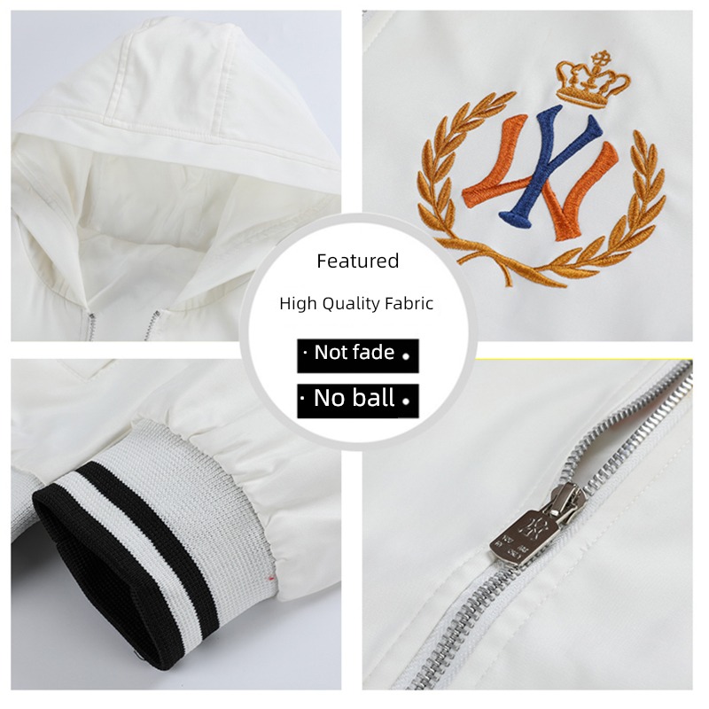 European station Hooded personality handsome mlb  Embroidery
