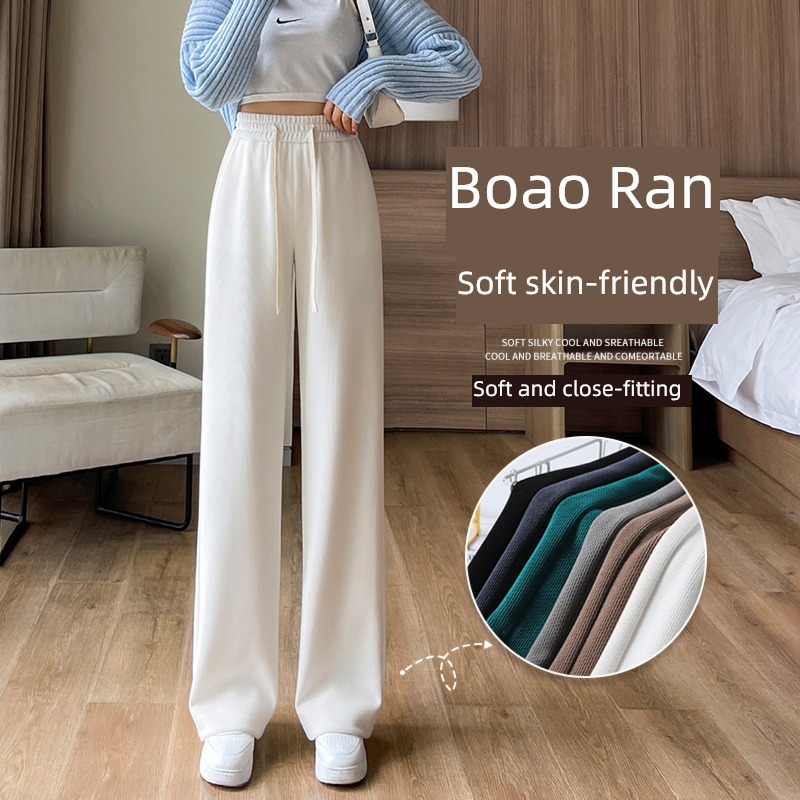chenille  female Autumn and winter High waist leisure time Plush Wide leg pants