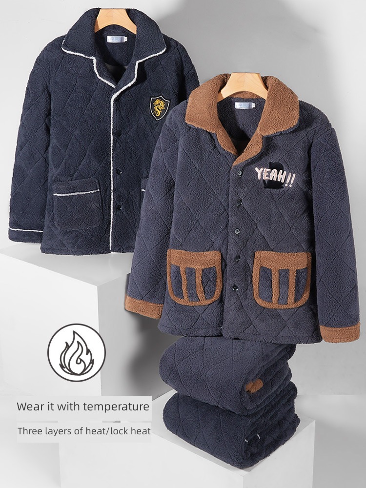 NGGGN male suit Flannel Autumn and winter pajamas