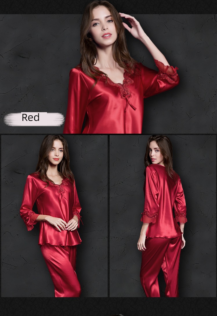 summer female Spring and Autumn Thin money Advanced sense silk pajamas