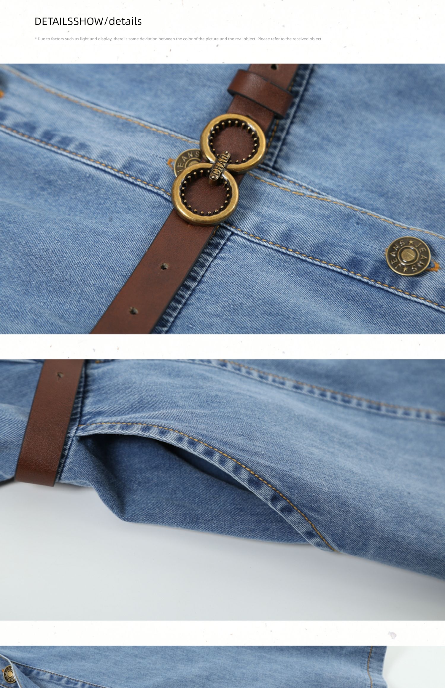 Lapel soft Wash denim Self-cultivation High waist literature
