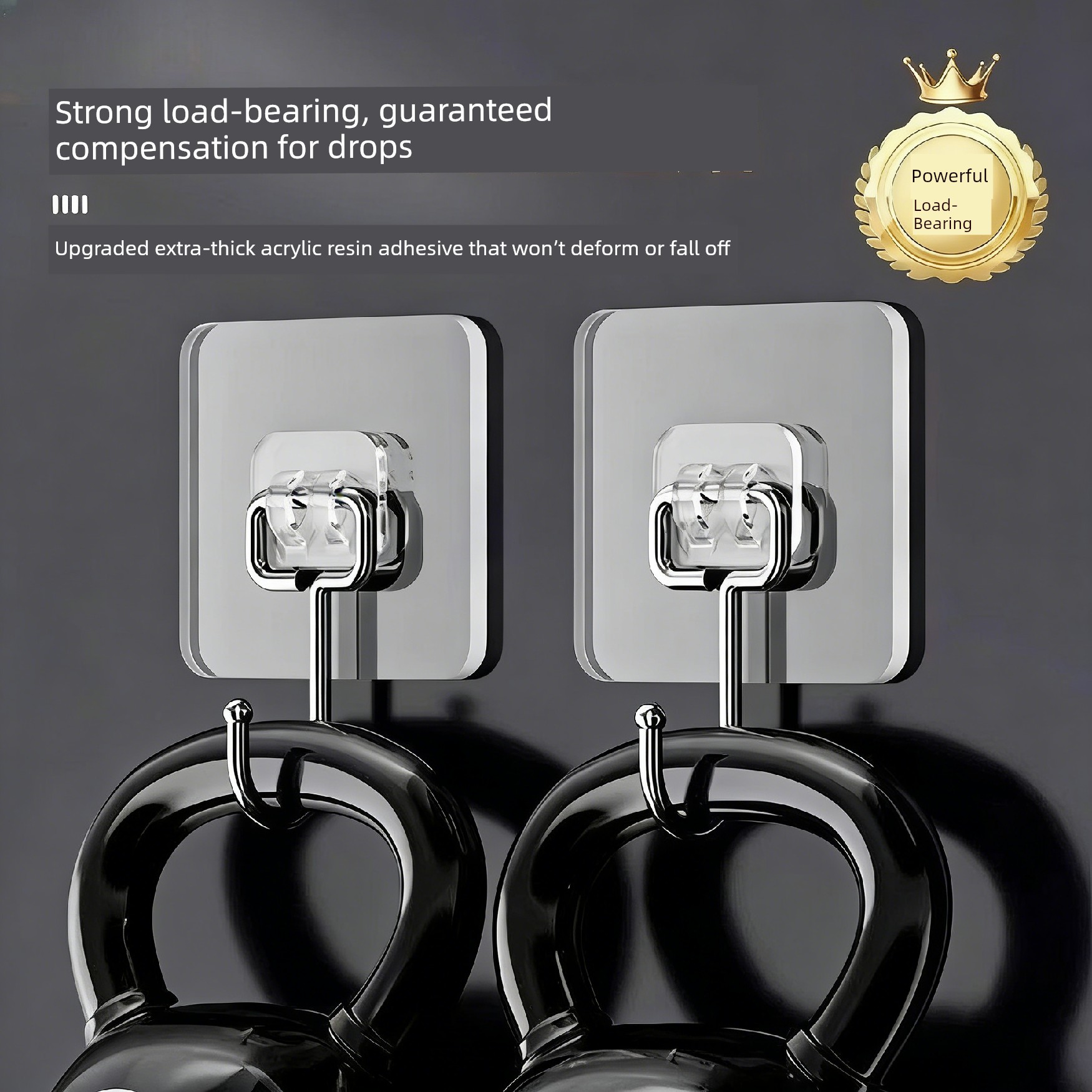 Strong Adhesive Hooks, No Need for Drilling, Traceless, for Hanging on the Wall Behind the Door, Heavy-Duty, for Kitchen and Home Use, Wall-Mounted Sticky Hooks