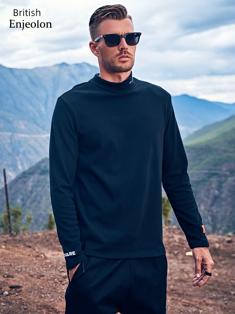 thickening man Spring and Autumn keep warm Middle collar Long sleeve T-shirt