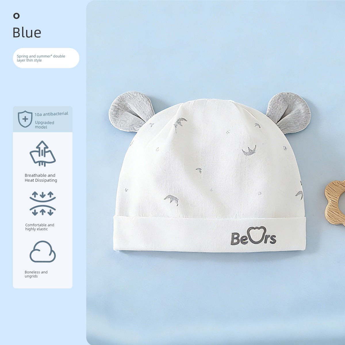 Jq Jingqi Baby Hat Summer 0-6 Months Newborn Thin Breathable Cap Newborn Baby Fontanelle Protection Cap — 3