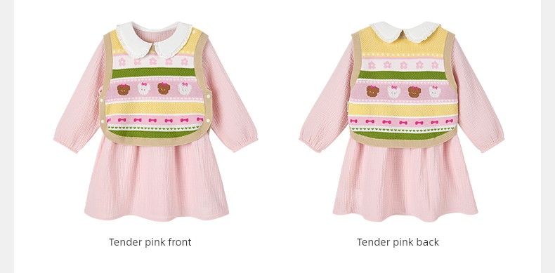 Pure Cotton Era Girls' Dress and Vest Set, Long-Sleeve Dress, Gauze Pure Cotton, New Spring/Summer Model, Same Style as in Stores — 15