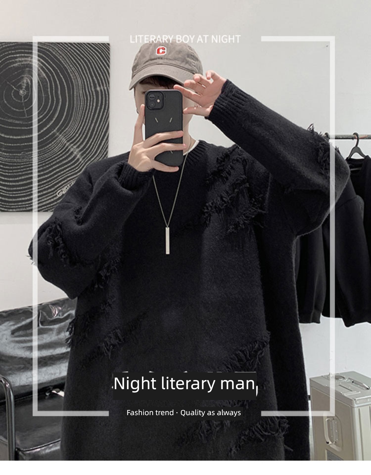 Advanced sense easy American style street Minority Round neck sweater