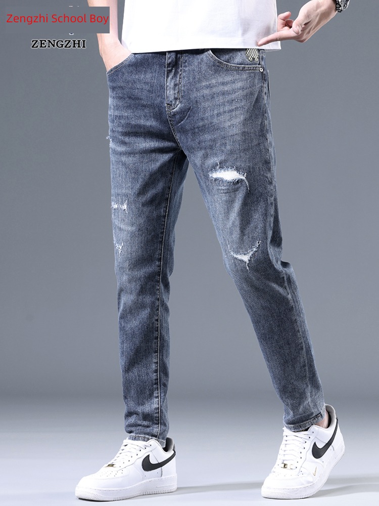 hole Zengzhi washing spring Leisure fashion Jeans