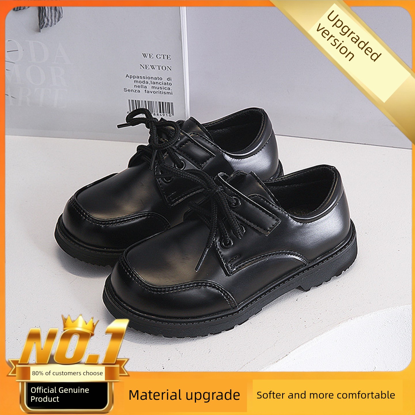 Boys' Black Leather Shoes, British Style, Casual and Stylish, Comfortable for Men, Great for Summer, Very Attractive, Student Shoes, 2026 New Model — 3
