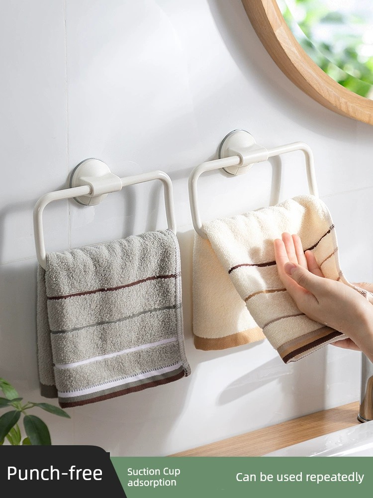 浴室掛環毛巾架免打孔置物掛架吸盤免釘壁掛式毛巾桿