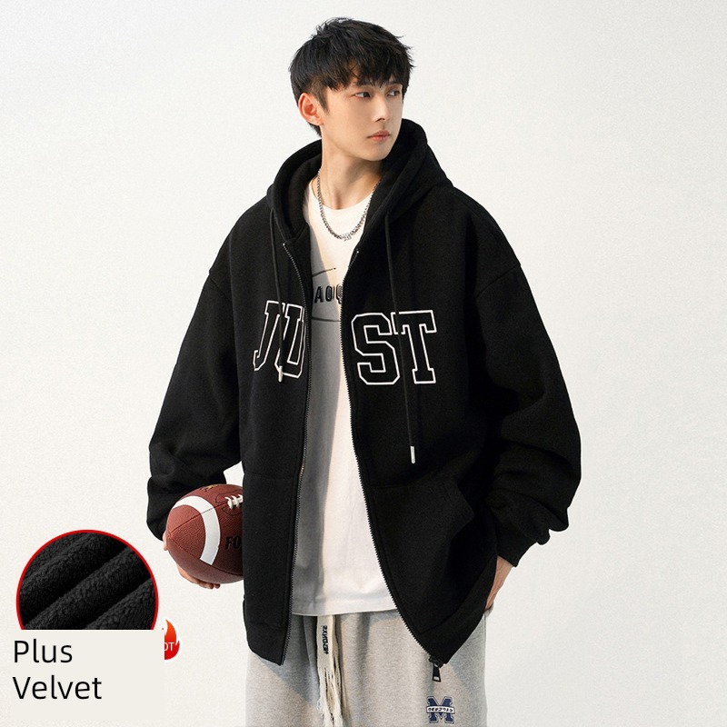 Hooded Autumn and winter easy thickening schoolboy lovers Cardigan