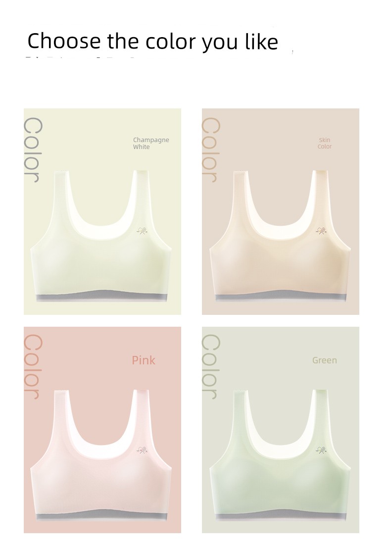 Nanjiren Fixed-Cup Girls' Underwear for Development Period, Student Bras for 8-16 Years Old Adolescent Girls, Breathable Small Vest — 21