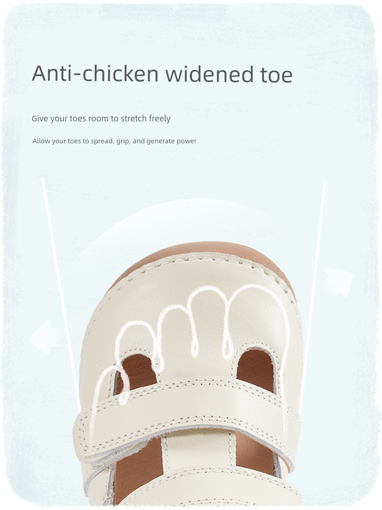 Woollykids Australian Genuine Leather Sandals for Boys and Girls, Summer Style, Zero Heel Difference, Velcro Children's Shoes — 3