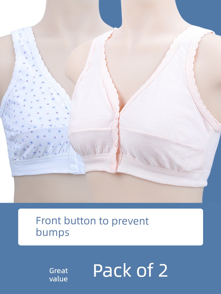 Pregnant Women's Pure Cotton Soft and Comfortable Ultra-Thin Sponge-Free Large Size Bra Front Buckle Nursing Bra Mother's Underwear Summer